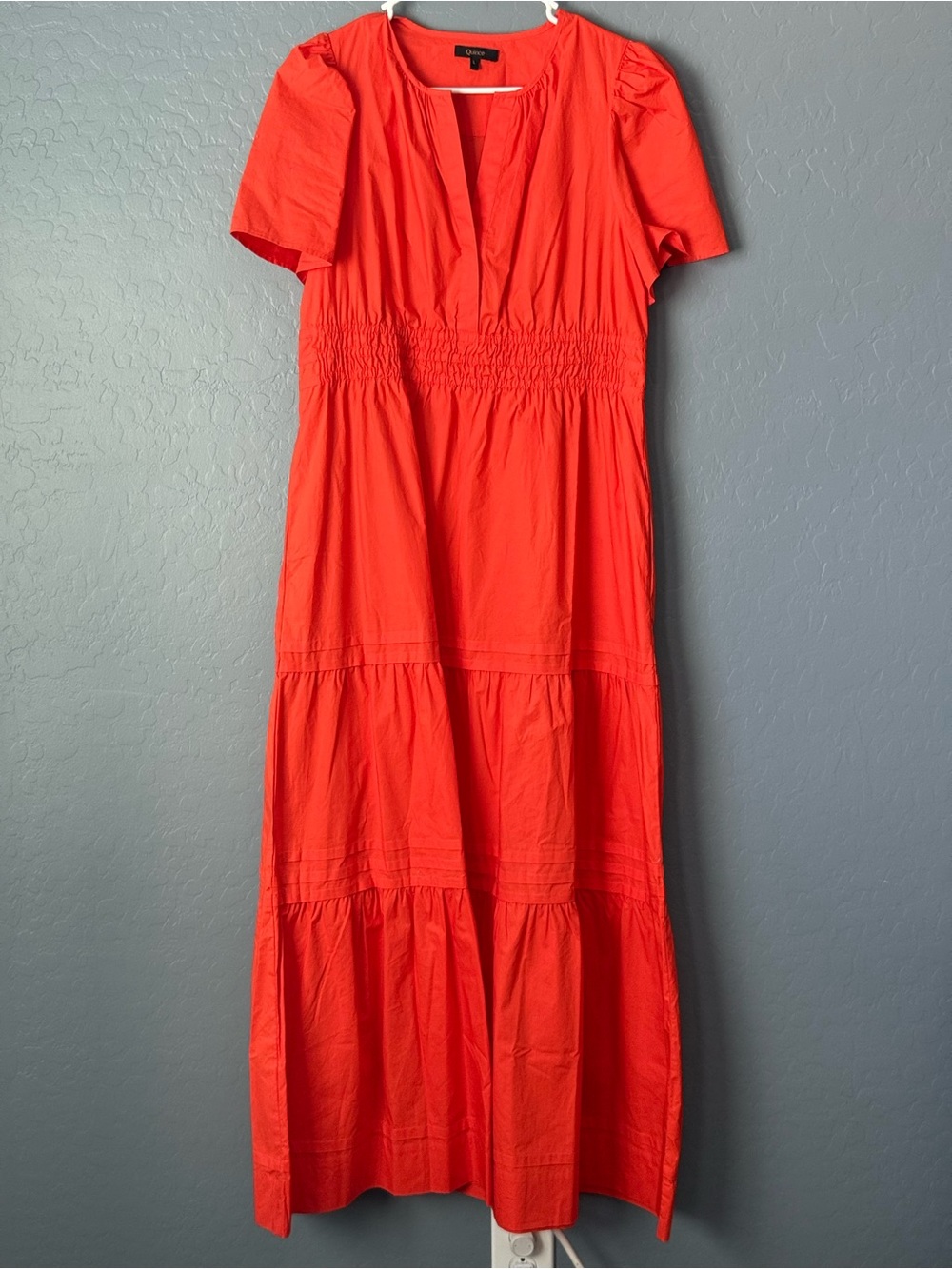 Quince Tomato Red 100% Organic Cotton Tiered Maxi Dress